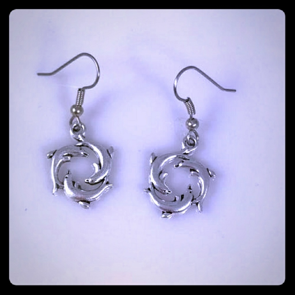 Handmade Dolphin Circle Earrings